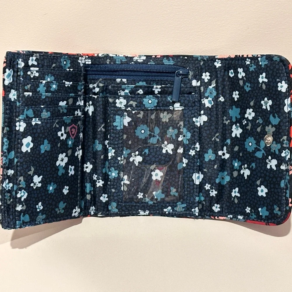 Vera Bradley Floral Trifold Wallet - Navy, Red & Pink - Picture 3 of 5